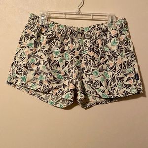 Patagonia Women's Athletic Shorts - Black, Green, Peach Pattern